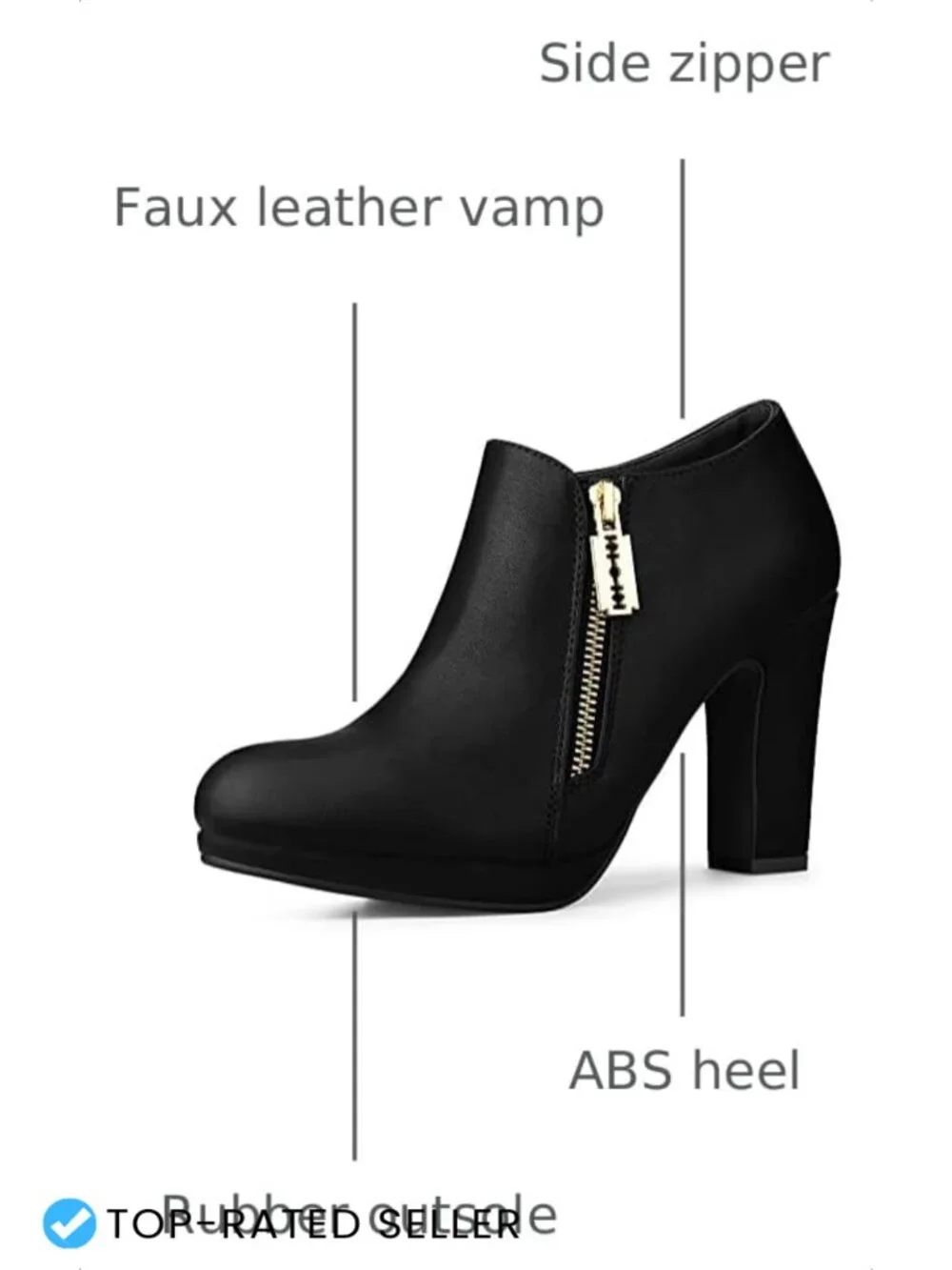 Allegra K Women's Platform Round Toe Chunky Heel Ankle Booties Faux Leather